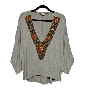 Ludi Eclectic Boho Artisan Beaded Embroidered Top Womens Size S‎ Hippie Revival